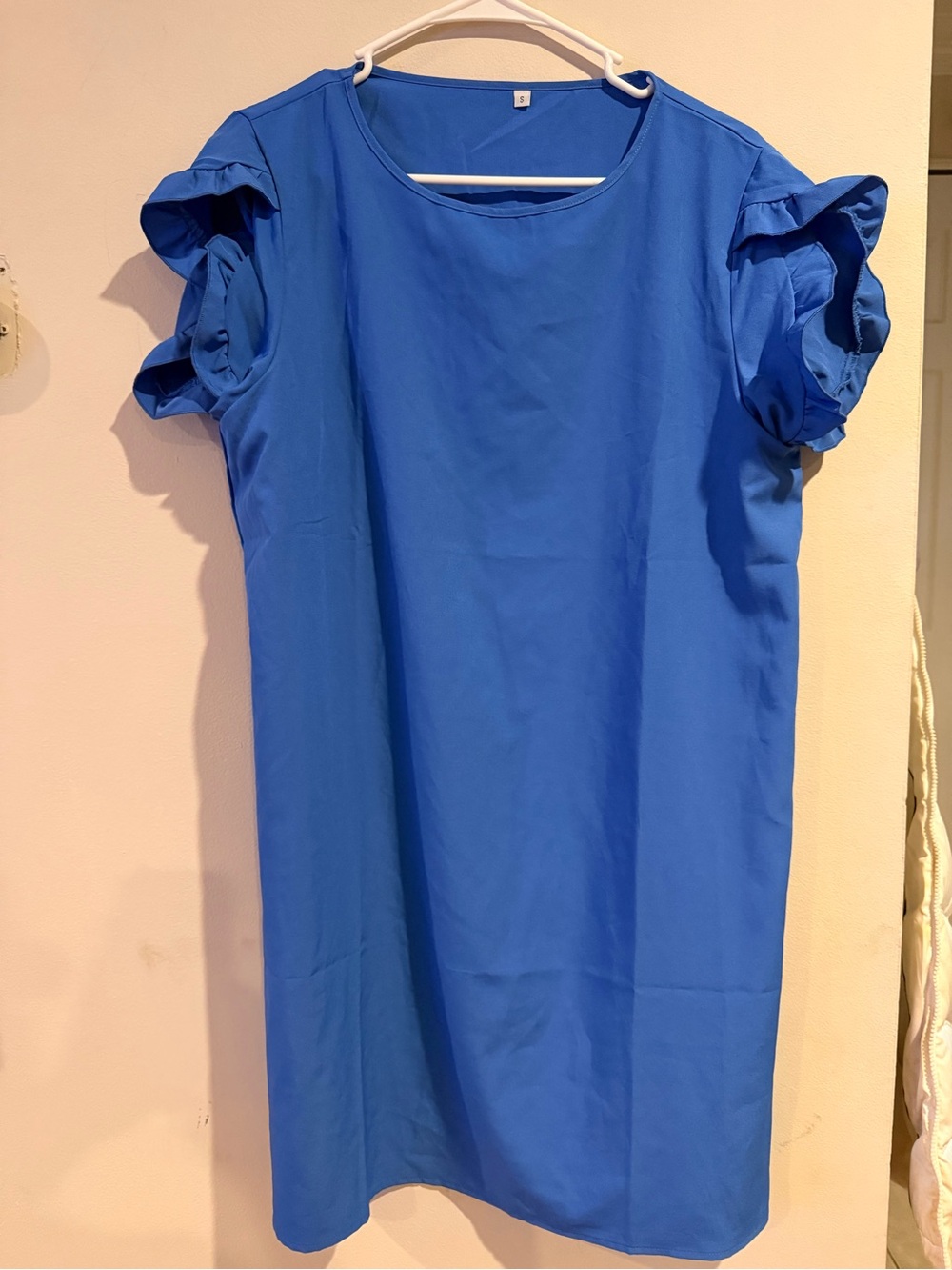 Royal Blue Ruffle Sleeve Shift Dress